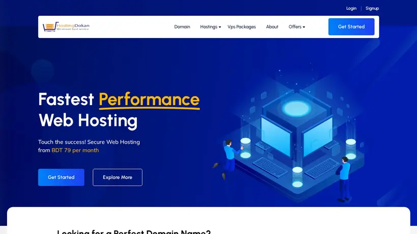 Hosting Dokan homepage screenshot