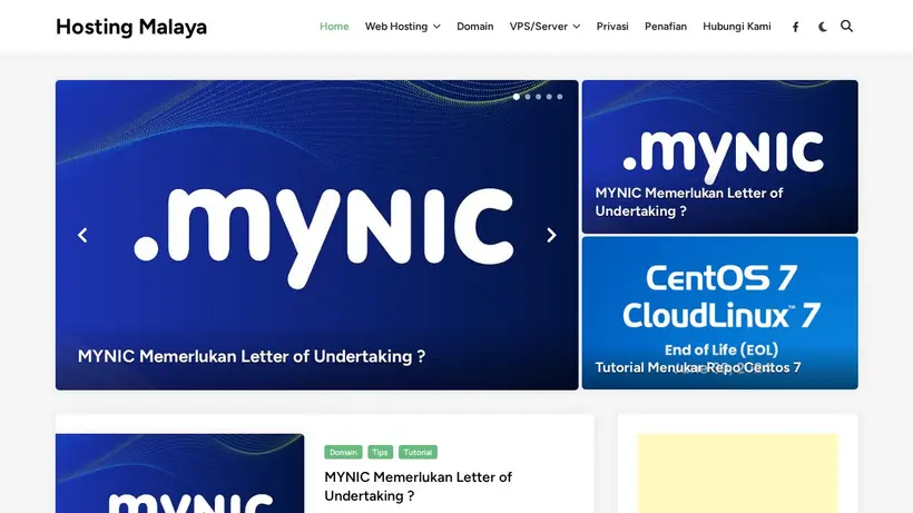 Hosting Malaya homepage screenshot