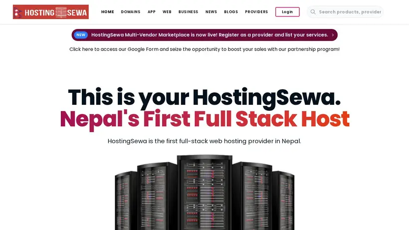 Hosting Sewa homepage screenshot
