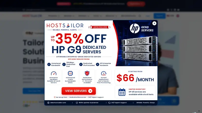 HostSailor homepage screenshot
