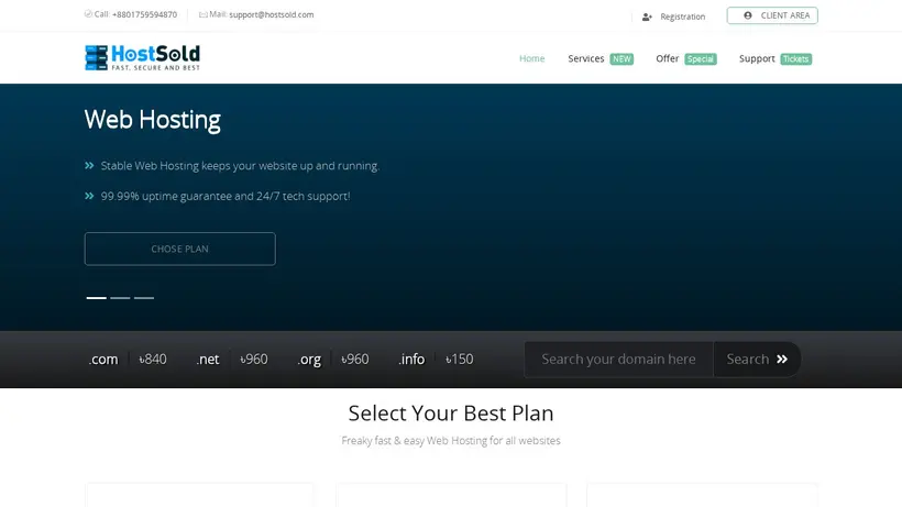 Host Sold homepage screenshot