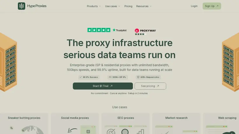 Hype Proxies homepage screenshot
