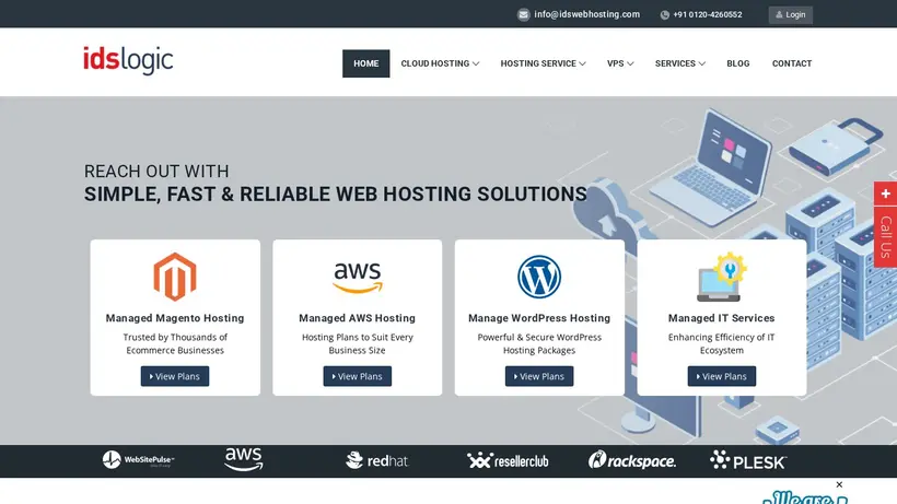 IDS Web Hosting homepage screenshot