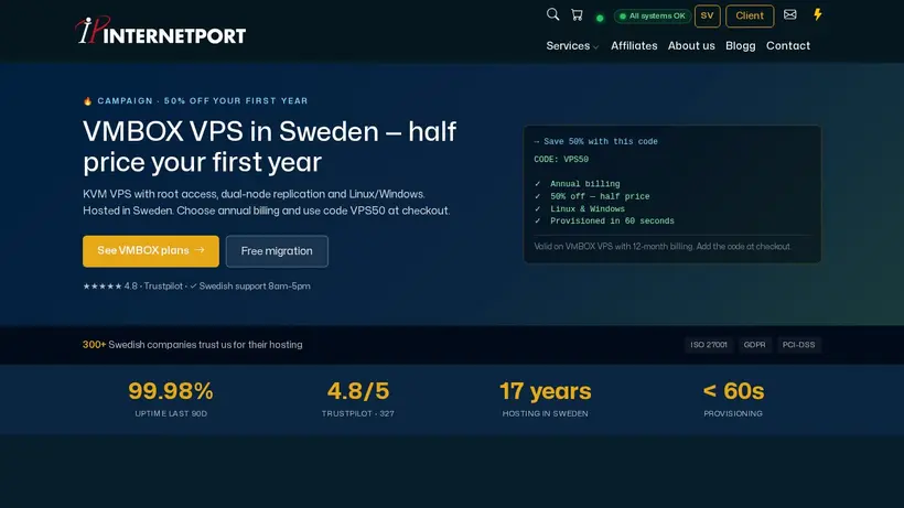 Internet Port homepage screenshot