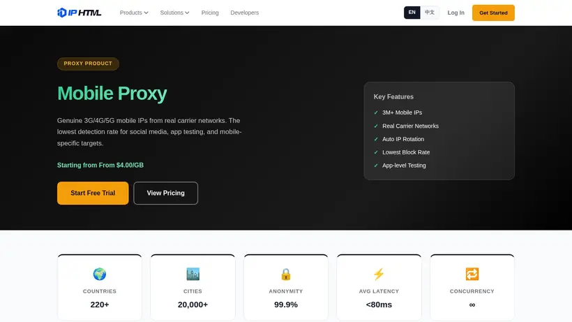 IP HTML homepage screenshot
