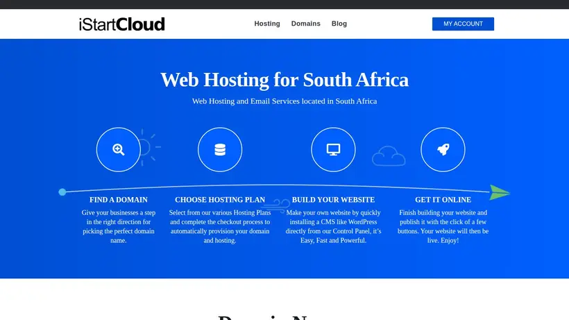 i Start Cloud homepage screenshot