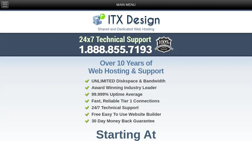 ITX Design homepage screenshot