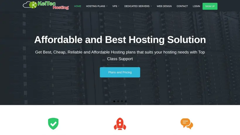KelTec Hosting homepage screenshot