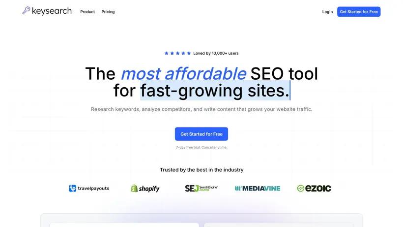 Key Search homepage screenshot