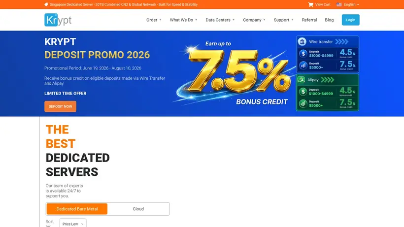Krypt homepage screenshot