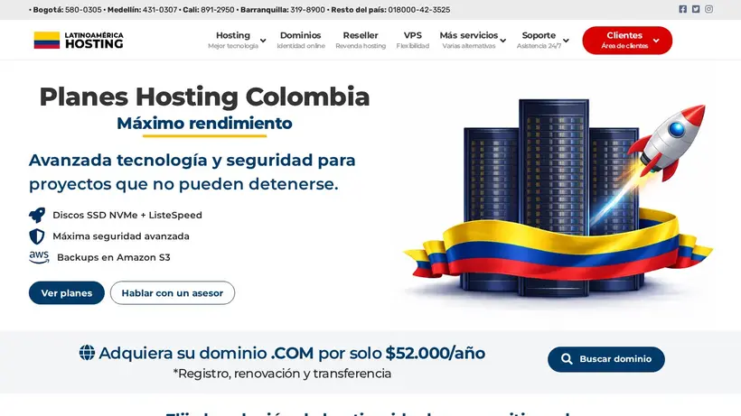 Latinoamerica Hosting homepage screenshot