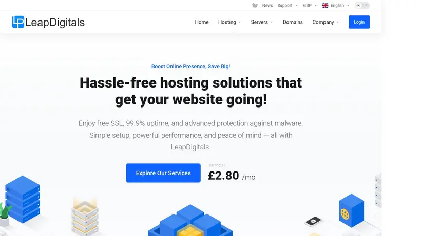 Leap Digitals homepage screenshot