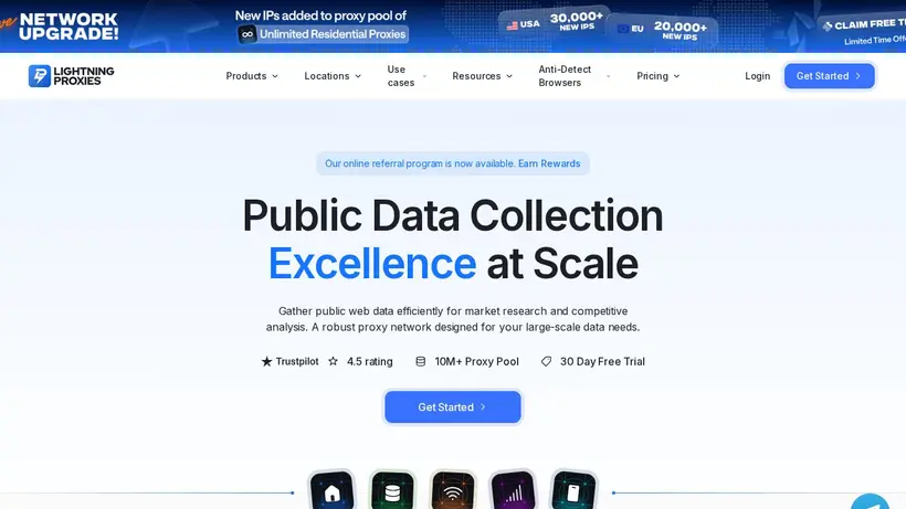 Lightning Proxies homepage screenshot
