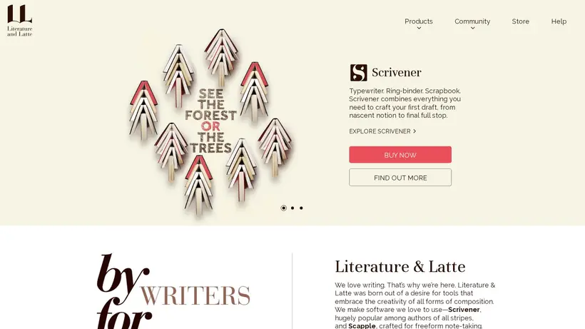 Literature And Latte homepage screenshot
