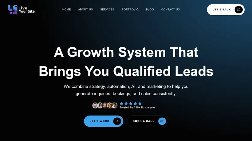 Live Your Site homepage screenshot
