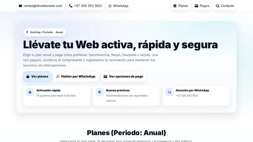 Llevatetu Web homepage screenshot