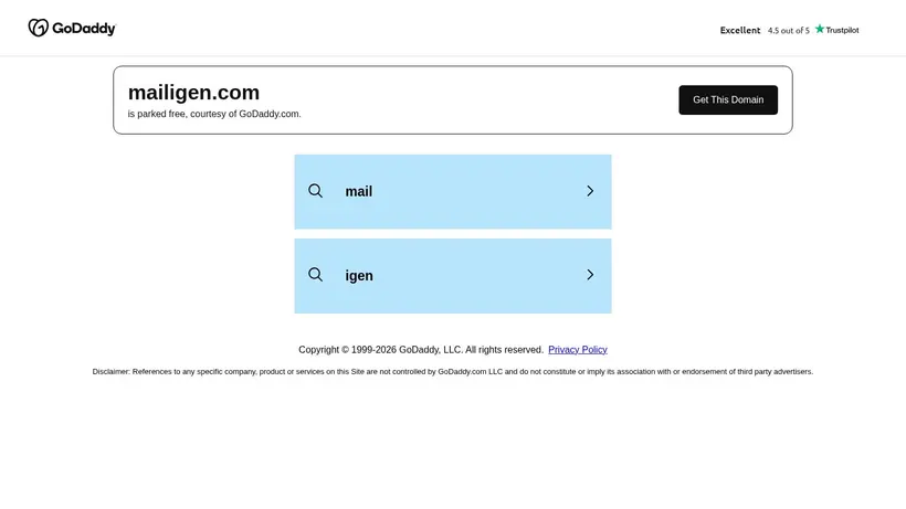 Mailigen homepage screenshot