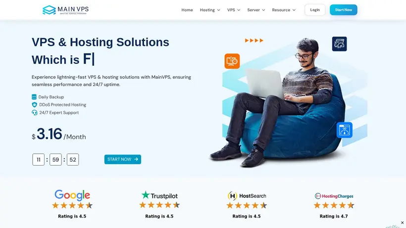 Main VPS homepage screenshot