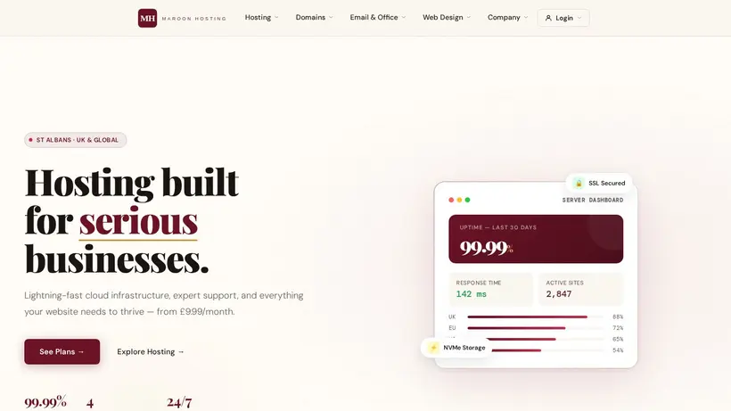 Maroon Hosting homepage screenshot
