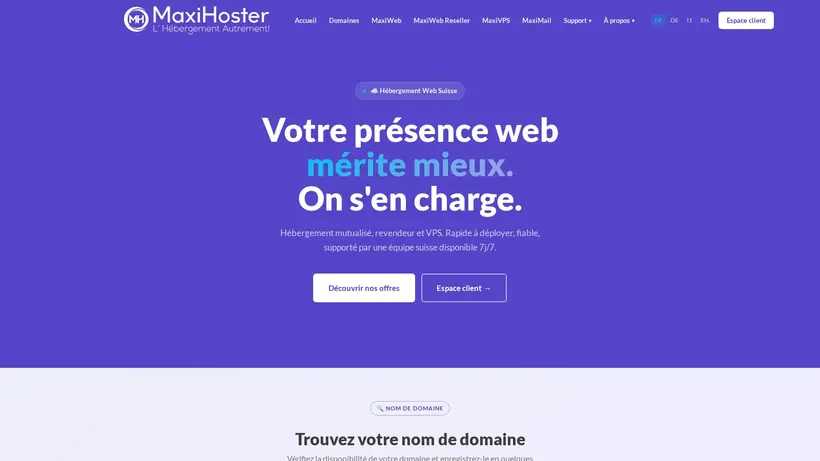 Maxi Hoster homepage screenshot