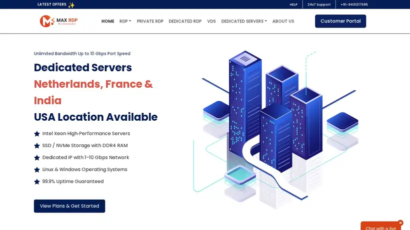 Max RDP homepage screenshot