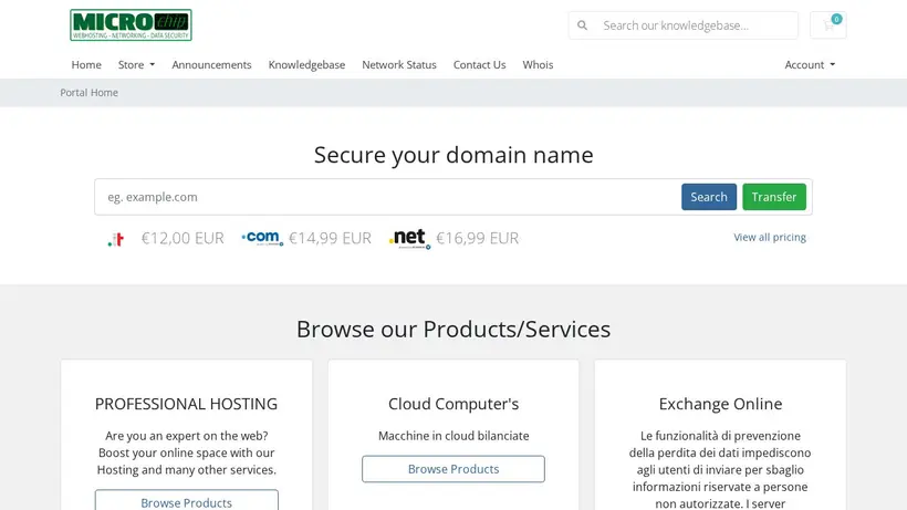 Micro Chip homepage screenshot