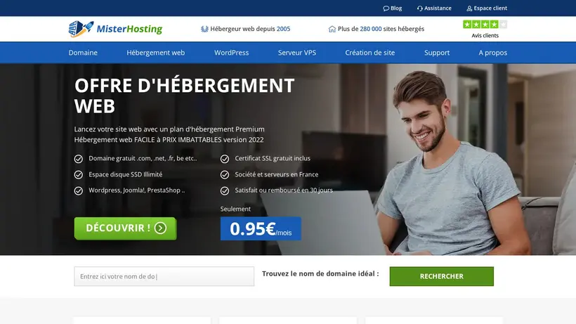 Mister Hosting homepage screenshot
