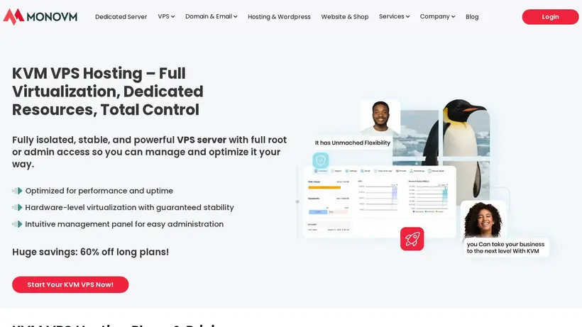 MonoVM homepage screenshot
