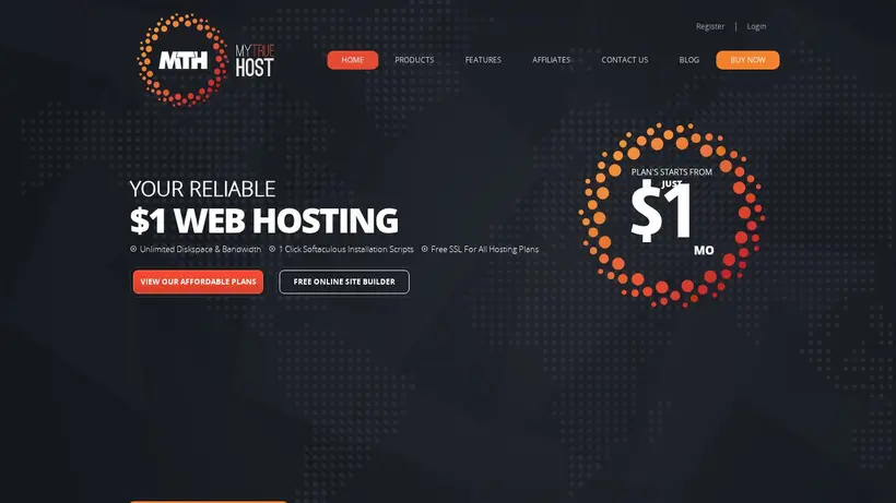 My True Host homepage screenshot
