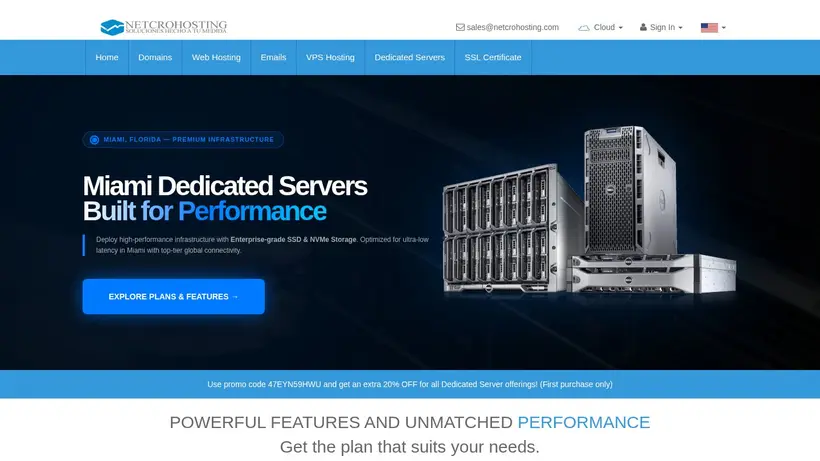 Netcro Hosting homepage screenshot