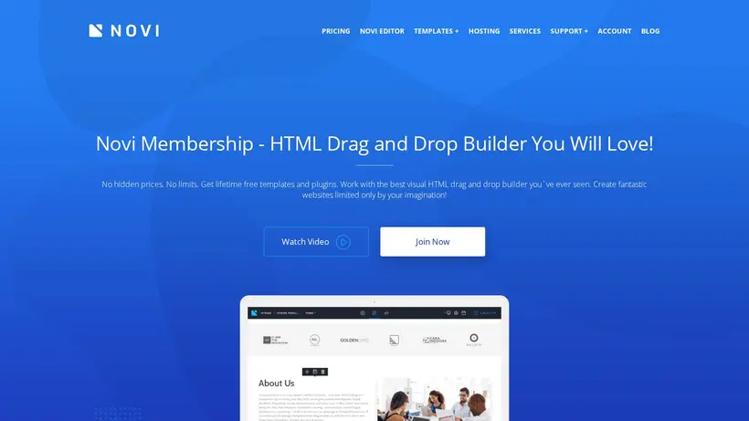 Novi Builder homepage screenshot