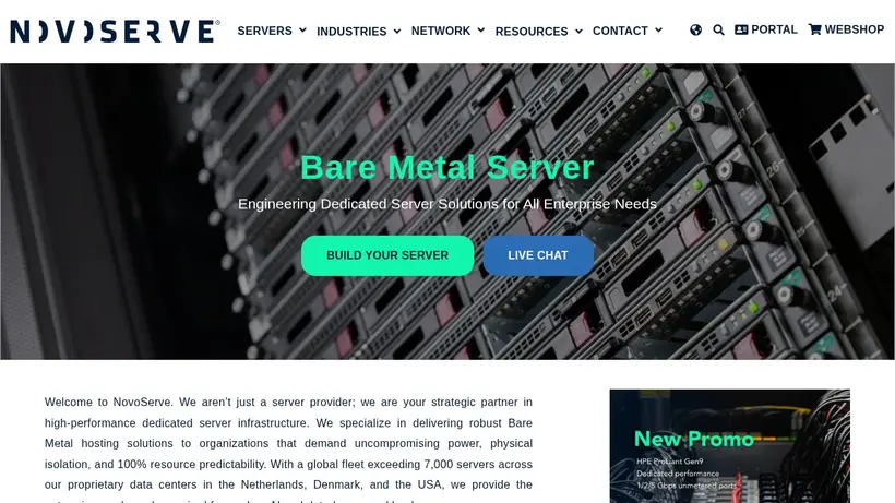 Novo Serve homepage screenshot