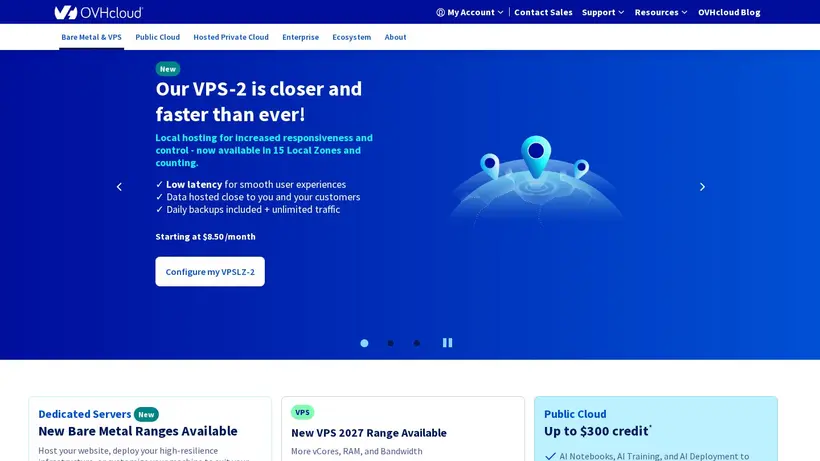 OVH Cloud homepage screenshot