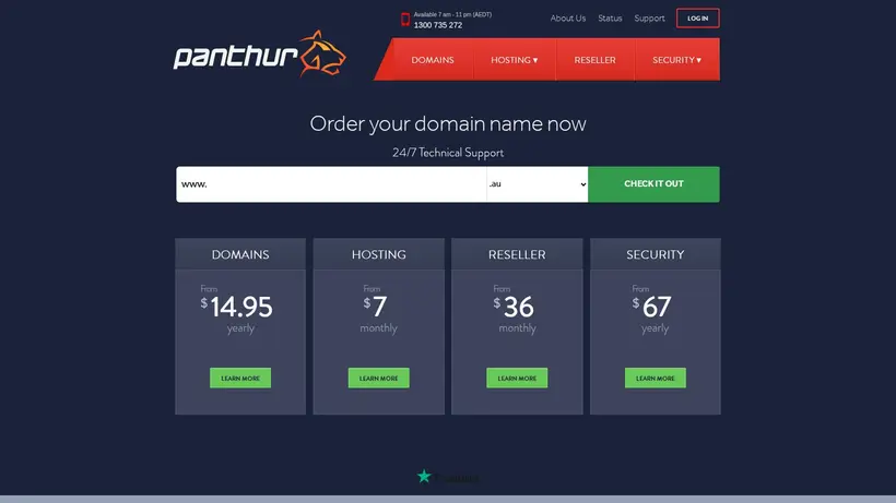 Panthur homepage screenshot