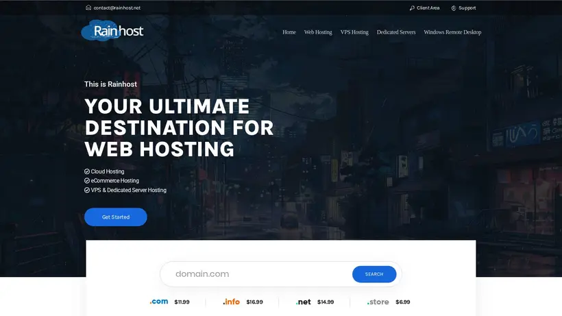 Rain Host homepage screenshot