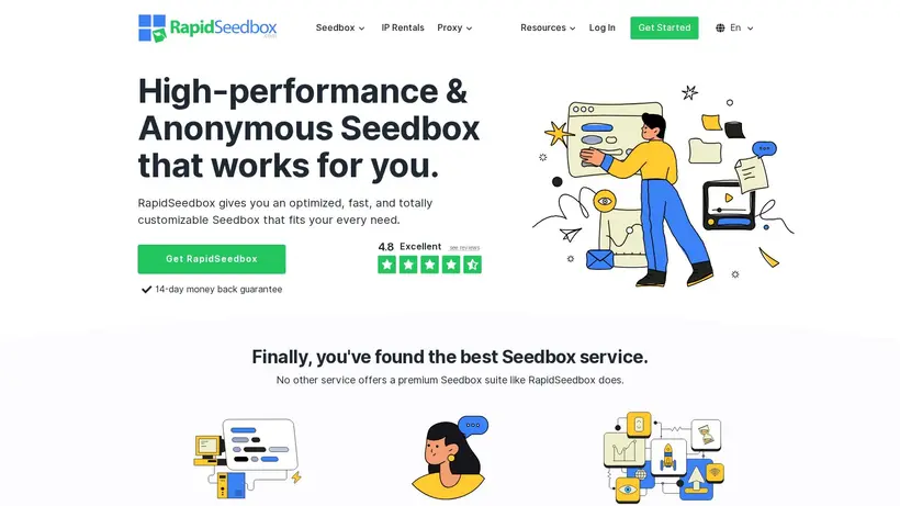 Rapid Seed box homepage screenshot