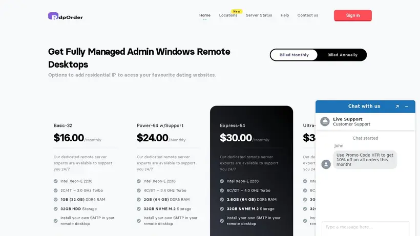 RDP Order homepage screenshot