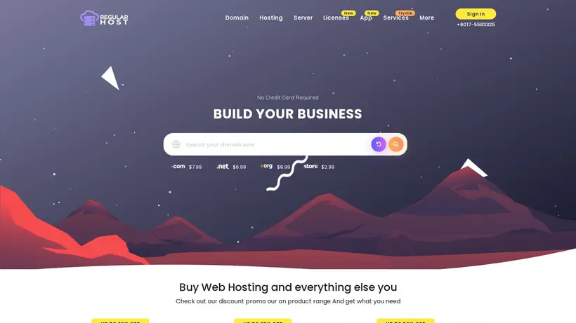 Regular Host homepage screenshot