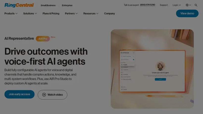 RingCentral homepage screenshot