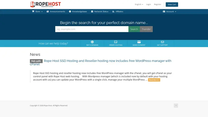 Rope Host homepage screenshot