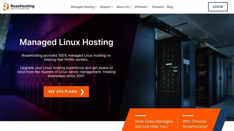 RoseHosting homepage screenshot