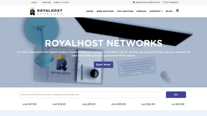 Royal Host homepage screenshot