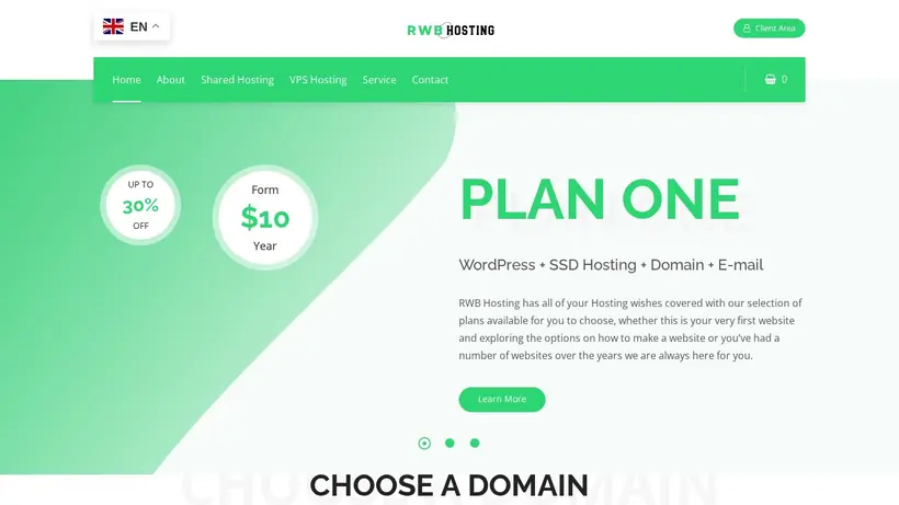 RWB Hosting homepage screenshot
