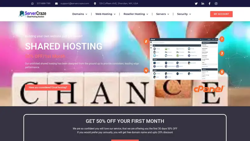 Server Craze homepage screenshot