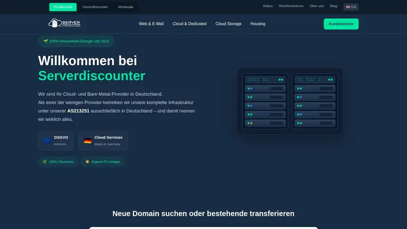Server Discounter homepage screenshot