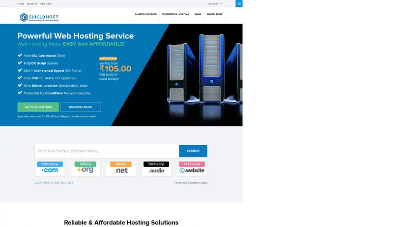 Shield Host homepage screenshot