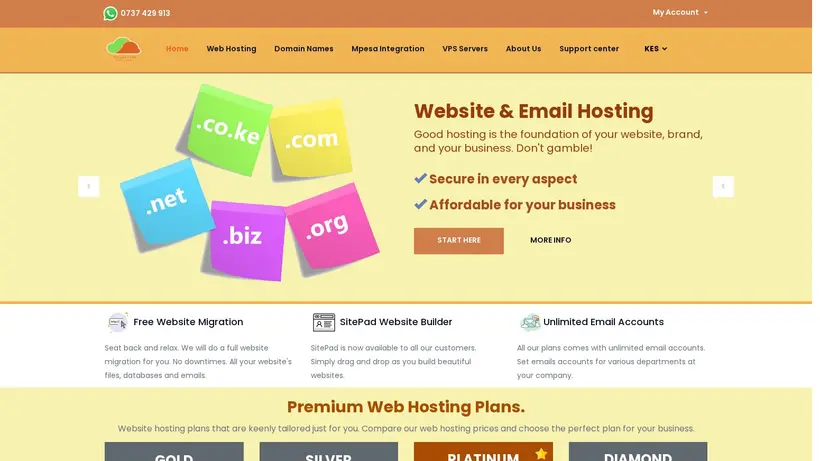 Shujaa Host homepage screenshot
