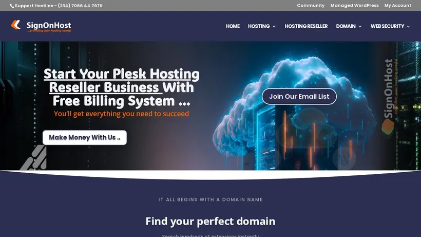 Sign On Host homepage screenshot