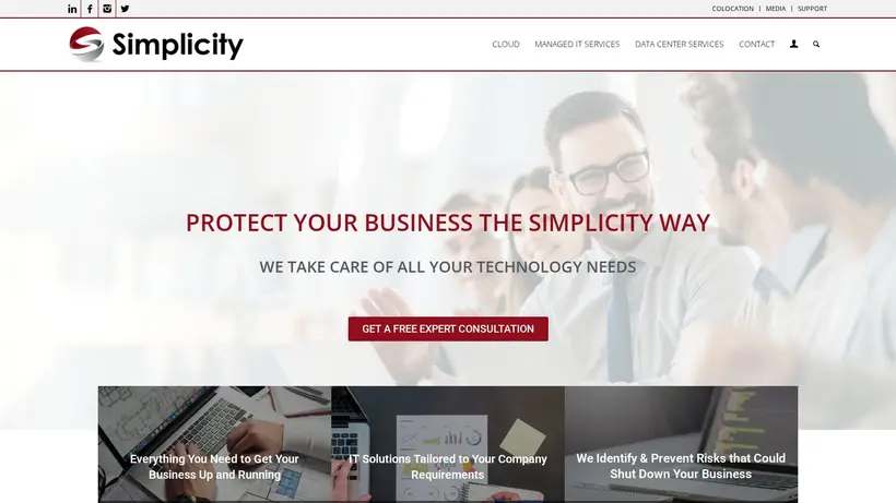 Simplicity Tech homepage screenshot