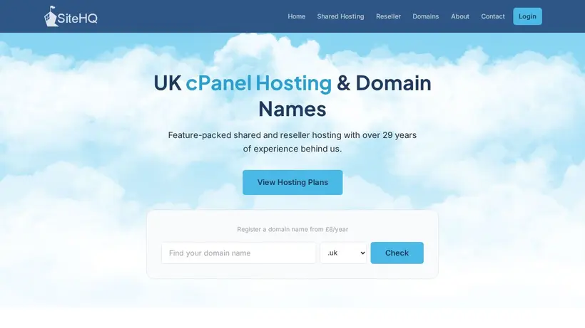 Site HQ homepage screenshot